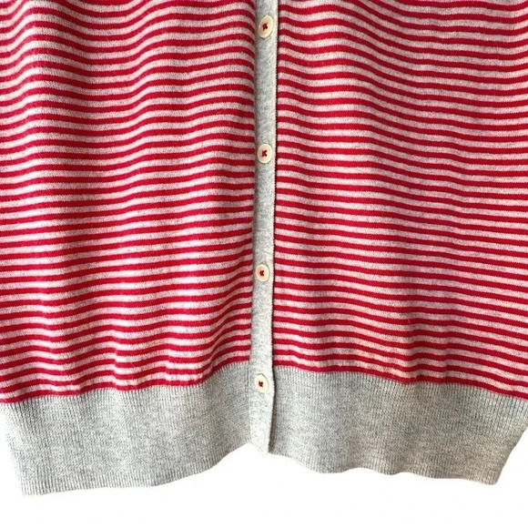 BODEN | NWOT | LONG COTTON & WOOL CARDIGAN SWEATER RED STRIPE | SIZE: 8 - Picture 5 of 9